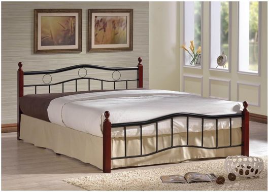 Κρεβάτι Victor Διπλό Μεταλλικό με Τάβλες 140x190cm Καφέ