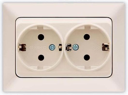 Διπλή Χωνευτή Πρίζα Ρεύματος Eurolamp Nead Beige