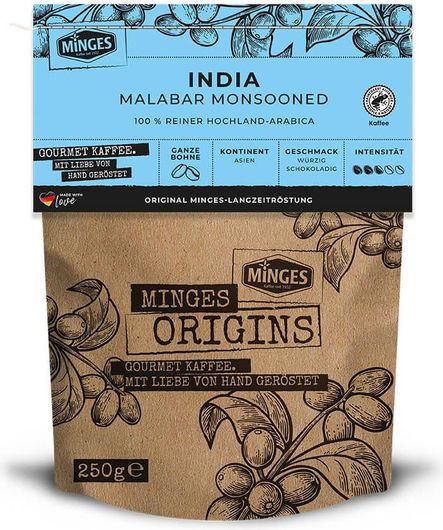 Καφές Espresso Minges Single Origin India Monsooned Malabar σε Κόκκους 250gr