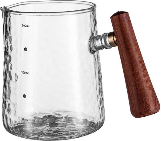 Γαλατιέρα Feggrini από Γυαλί 500ml με Ξύλινο Χερούλι