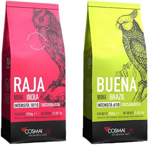 Καφές Espresso Cosmai Caffè Raja & Buena σε Κόκκους 2x250gr