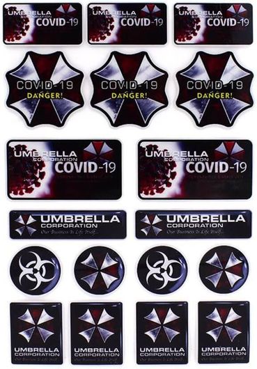 Σετ Αδιάβροχα Αυτοκόλλητα Umbrella, Covid-19, Biohazard 17τμχ