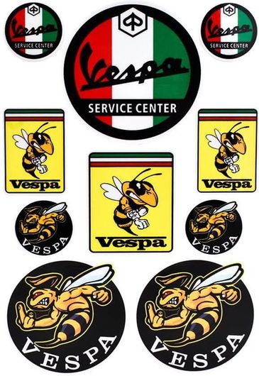 Σετ Αδιάβροχα Αυτοκόλλητα Vespa Service Center, Vespa 10τμχ