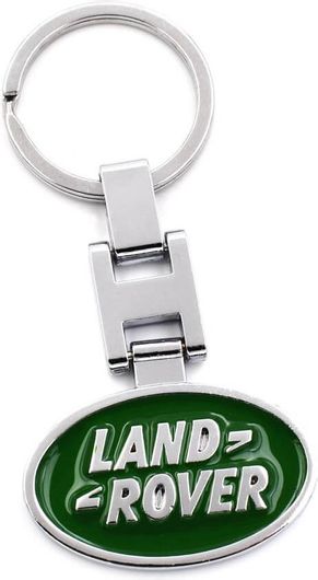 Μπρελόκ Ασημί Μεταλλικό Land Rover με Πράσινο Φόντο