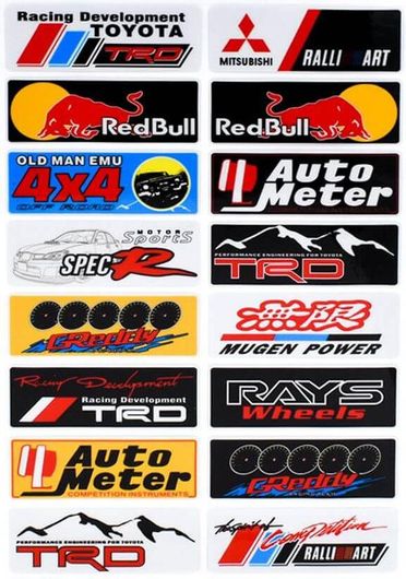 Σετ Αδιάβροχα Αυτοκόλλητα Επώνυμες Μάρκες για Αυτοκίνητα #1 16τμχ