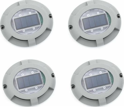 Ηλιακά Φωτιστικά Θερμό λευκό Αλουμινίου Δαπέδου αντοχής με Αισθητήρα Φωτός 4τμχ / Γκρι 3000K