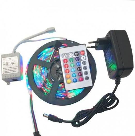 Αδιάβροχη Αυτοκόλλητη Ταινία LED RGB 3528 SMD 5m με Χειριστήριο & Τροφοδοτικό 12V3A 24947