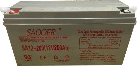 Μπαταρία Φωτοβολταϊκών Saooer G-3 GEL Κλειστού Τύπου Βαθειάς Εκφόρτισης 12V 200Ah