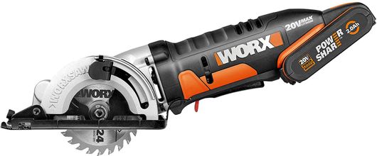 Δισκοπρίονο Mini Συμπαγές Χειρός Μπαταρίας Worx WX527 20V με Δίσκο Κοπής Ξύλου 85mm
