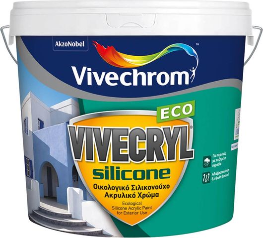 Χρώμα Ακρυλικό Οικολογικό Σιλικονούχο Vivechrom Vivecryl Silicone Eco Λευκό 10Lt