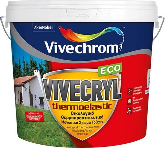 Πλαστικό Χρώμα Vivechrom Vivecryl Thermoelastic Eco Ακρυλικό Οικολογικό Θερμομονωτικό για Εξωτερική Χρήση 10lt