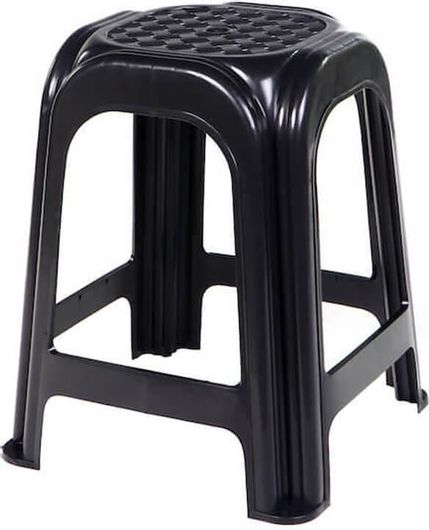 Σκαμπό Πλαστικό Τετράγωνο Homeplast Μαύρο με Δεμένα Πόδια Ύψους 48cm και Διαστάσεις Καθίσματος 27x27cm