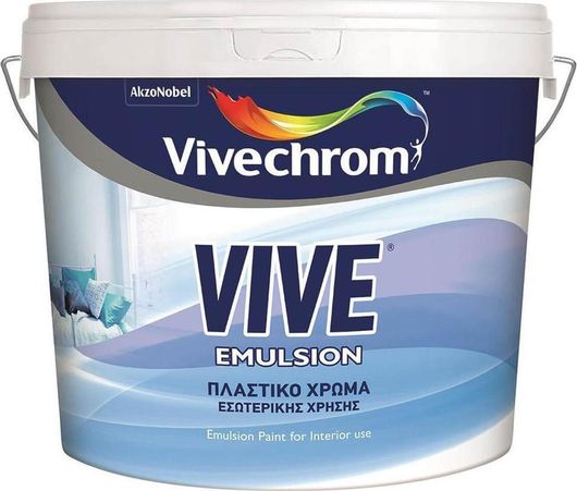 Χρώμα Πλαστικό  Εσωτερικής Χρήσης Vivechrom Vive Emulsion Λευκό 9Lt