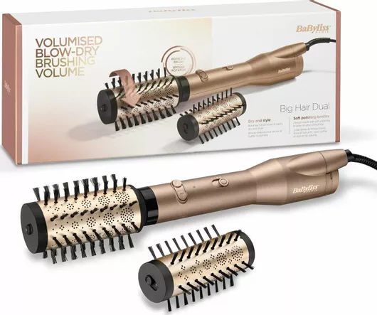 Babyliss Big Hair Dual Κεραμική Ηλεκτρική Βούρτσα με Αέρα & Περιστρεφόμενη Κεφαλή για Ίσιωμα και Μπούκλες 650W