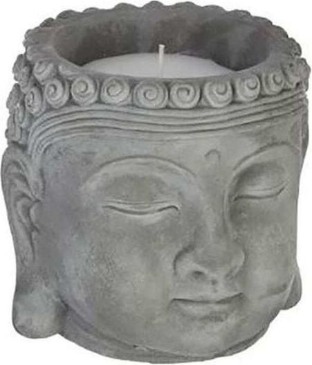 Αρωματικό Κερί Atmosphera σε Βάζο Σιτρονέλα με Σχέδιο Βούδα 13x13cm Γκρι