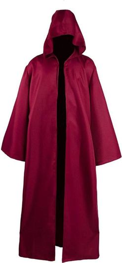 Adult Halloween Costume Tunic Hoodie Robe Cosplay Cape, Burgundy, XL