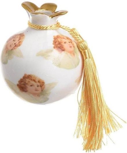 Γούρι Για Το Σπίτι Inart Επιτραπέζιο Ρόδι Εκρού από Κεραμικό Υλικό 6.5x6.5cm