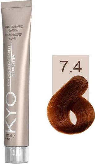 Μόνιμη Βαφή Μαλλιών KYO Ammonia Free & PPD Free 7.4 Ξανθό Χάλκινο 100ml
