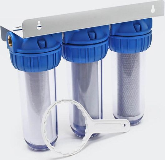 Φίλτρο Κεντρικής Παροχής Τριπλό QWH3 10"-1"+Φίλτρα QW 5μm