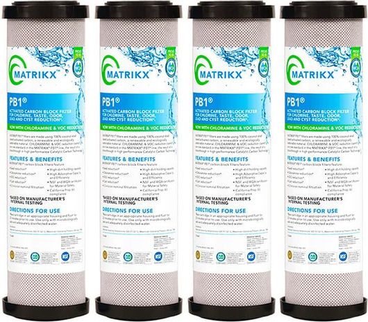 Ανταλλακτικό Φίλτρο Νερού Ενεργού Άνθρακα Matrikx Pb1 10" 0.5 4 τμχ