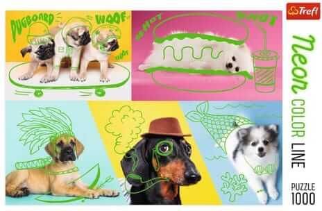 Puzzle Neon Color Line: Cool Dogs 2D 1000 Κομμάτια