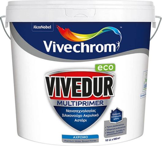 Ακρυλικό Αστάρι Vivechrom Vivedur Multiprimer Eco Σιλικονούχο Νανοτεχνολογίας Κατάλληλο για Τοιχοποιία 3lt