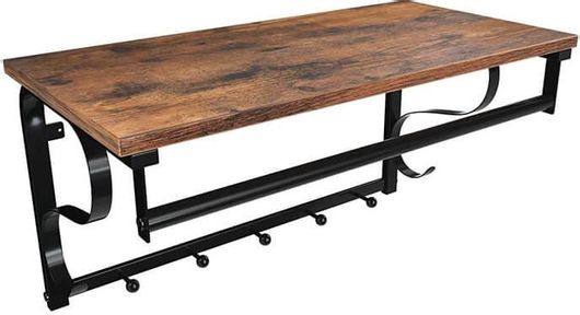 Ράφι Επιτοίχιο Μεταλλικό με 5 Άγκιστρα και 1 Ράγα Ρούχων 60 x 30 x 31.7 cm VASAGLE LCR11BX