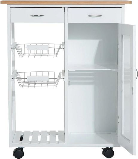 Τρόλεϊ Κουζίνας με Ντουλάπι και 2 Συρτάρια 70 x 37 x 85 cm HOMCOM Ξύλινο 801-023