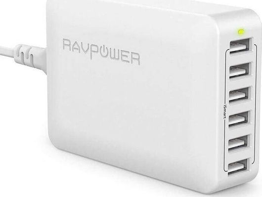 Σταθμός Φόρτισης iSmart 2.0 με 6 Θύρες USB-A 60 W Χρώματος Λευκό RAVPower RP-PC028 White