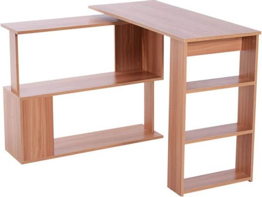 Γραφείο HomCom 836-074Πολυμορφικό Ξύλινο Γωνιακό με 5 Ράφια 140x120x78.2cm Λευκό