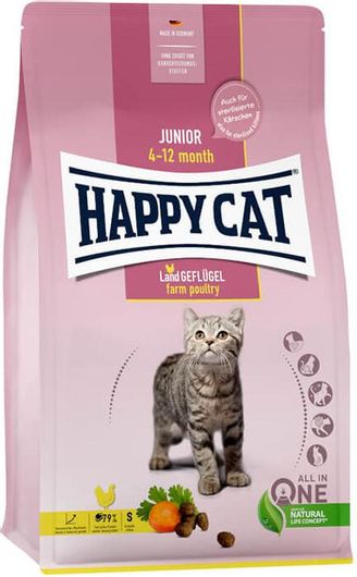 Ξηρά Τροφή Happy Cat Supreme Junior 4kg για Ανήλικες Γάτες με Πουλερικά
