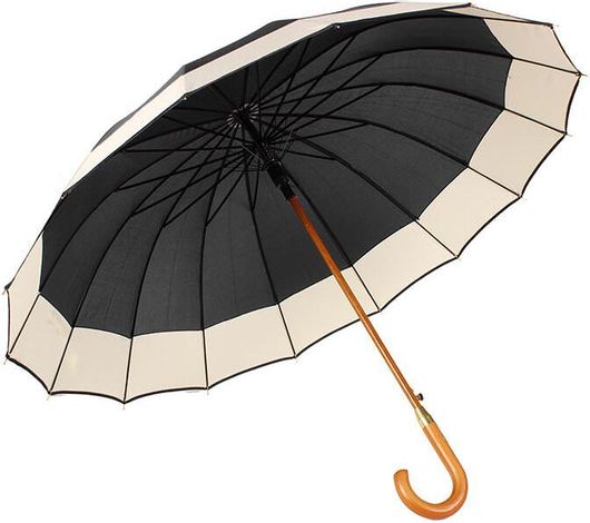 Ομπρέλα Βροχής Keskor Αυτόματη με Ξύλινο Μπαστούνι 110x94cm Μαύρο 0066-7