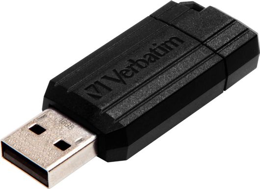 Verbatim PinStripe 16GB USB 2.0 Stick Μαύρο