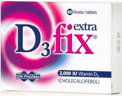 UNI-PHARMA D3 Fix Extra Βιταμίνη για Ενίσχυση του Ανοσοποιητικού & την Υγεία των Οστών 2000iu 60 ταμπλέτες