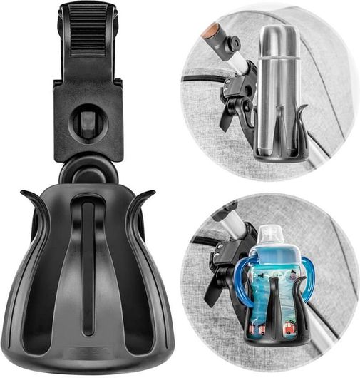 Ποτηροθήκη Καροτσιού Reer Clip & Go Μαύρο