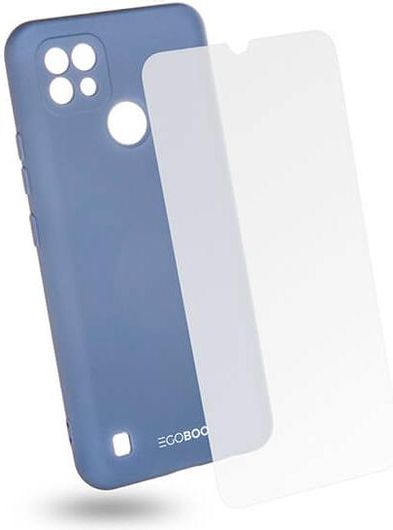 Θήκη Κινητού Egoboo Rubber Cover Σιλικόνης Γκρι & με Τζαμάκι Realme C21