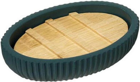 Σαπουνοθήκη Μπάνιου με Λεπτομέρεια Bamboo Πετρόλ από Πολυρεσίνη 12.5x9x2.5cm