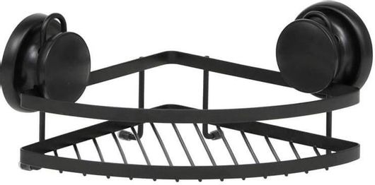 AT000282 Γωνιακή Επιτοίχια Ραφιέρα Μπάνιου Μεταλλική με 1 Ράφι και Βεντούζες 29x29x10cm