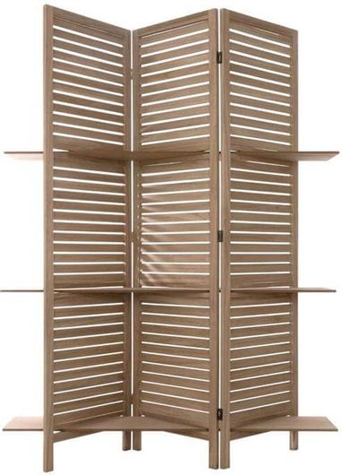 Παραβάν Ξύλινο Διαχωριστικό Χώρου με Διακοσμητικά Ράφια σε Φυσικό Χρώμα Ξύλου 120x170x26cm