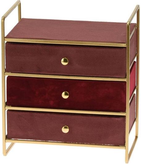 Συρταριέρα Γραφείου με Μεταλλική βάση & 3 Συρτάρια Επενδεδυμένα με Βελούδο 21x24cm
