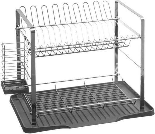 Πιατοθήκη Στεγνωτήριο Πιάτων Διώροφο Μεταλλικό 50x30.5x34cm