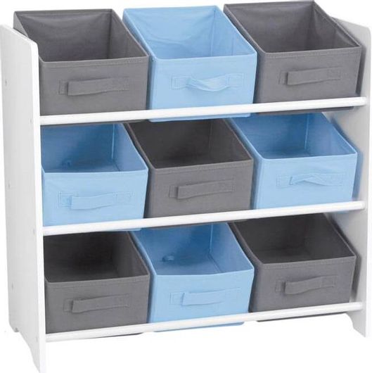 Ξύλινο Ντουλάπι Αποθήκευσης με 3 Ράφια & 9 Καλάθια 30x63x59.5cm