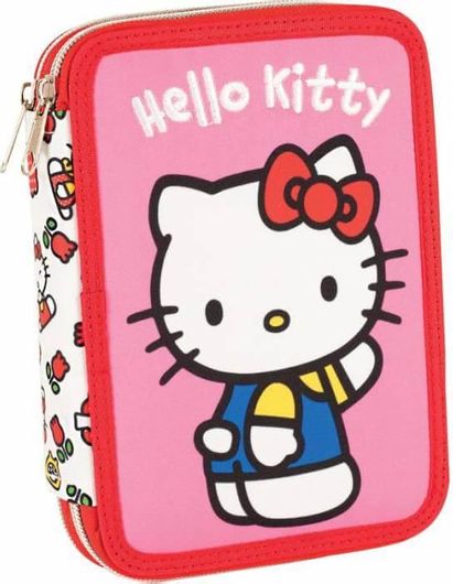 Σχολική Κασετίνα Gim Hello Kitty Tulip Υφασμάτινη με 2 Θέσεις Ροζ