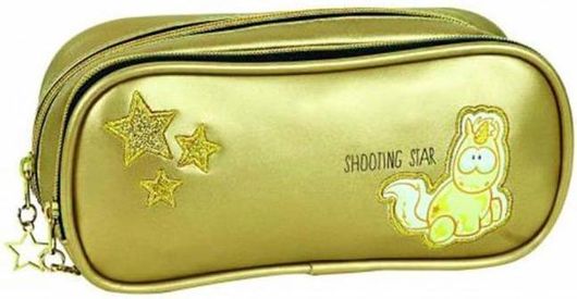 Σχολίκη Κασετίνα Back Me Up Nici Theodor Gold Shooting Star Υφασμάτινη με 2 Θέσεις Κίτρινο