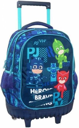 Σχολική Τσάντα Δημοτικού Διακάκης Pj Masks Hero Τρόλεϊ Μπλε