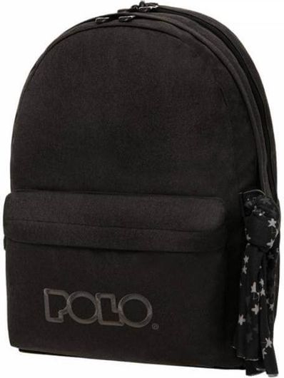 Σχολική Τσάντα Γυμνασίου / Λυκείου Polo Original Double με Μαντήλι Πλάτης Μαύρο 