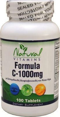 Natural Vitamins Vitamin C Βιταμίνη για Ενίσχυση του Ανοσοποιητικού, τo Δέρμα & Αντιοξειδωτική δράση 1000mg 100 Ταμπλέτες