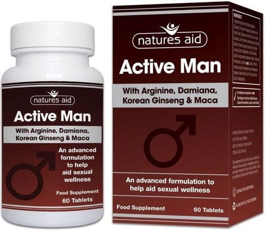 Natures Aid Active Man With Arginine, Korean Ginseng And Maca 60 Tabs