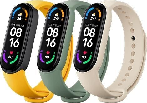 Λουράκι Xiaomi Mi Smart Band 5 & Mi Smart Band 6 Σιλικόνης 3τμχ Λευκό Πράσινο Κίτρινο