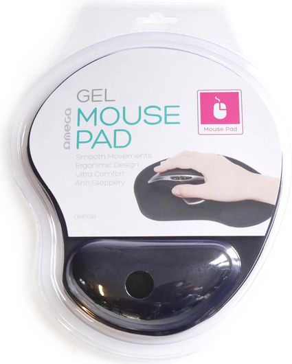 Mousepad Omega Gel με Στήριγμα καρπού Μαύρο